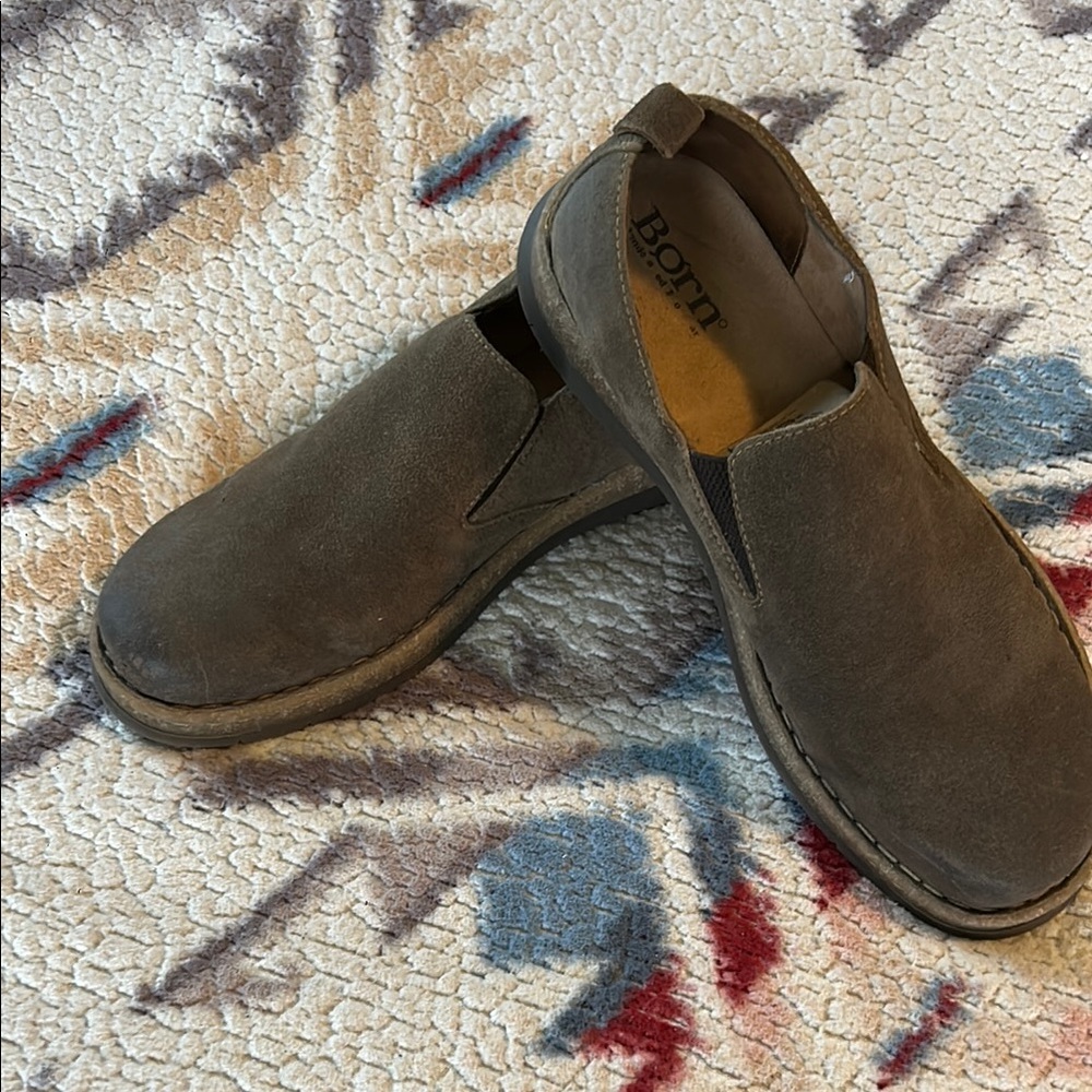 Born Men's Taupe Suede Slip-On Loafers